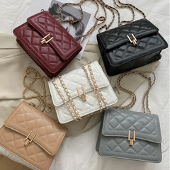 Rhombic Jacquard PU Leather Tote Bag Street Female Handbag