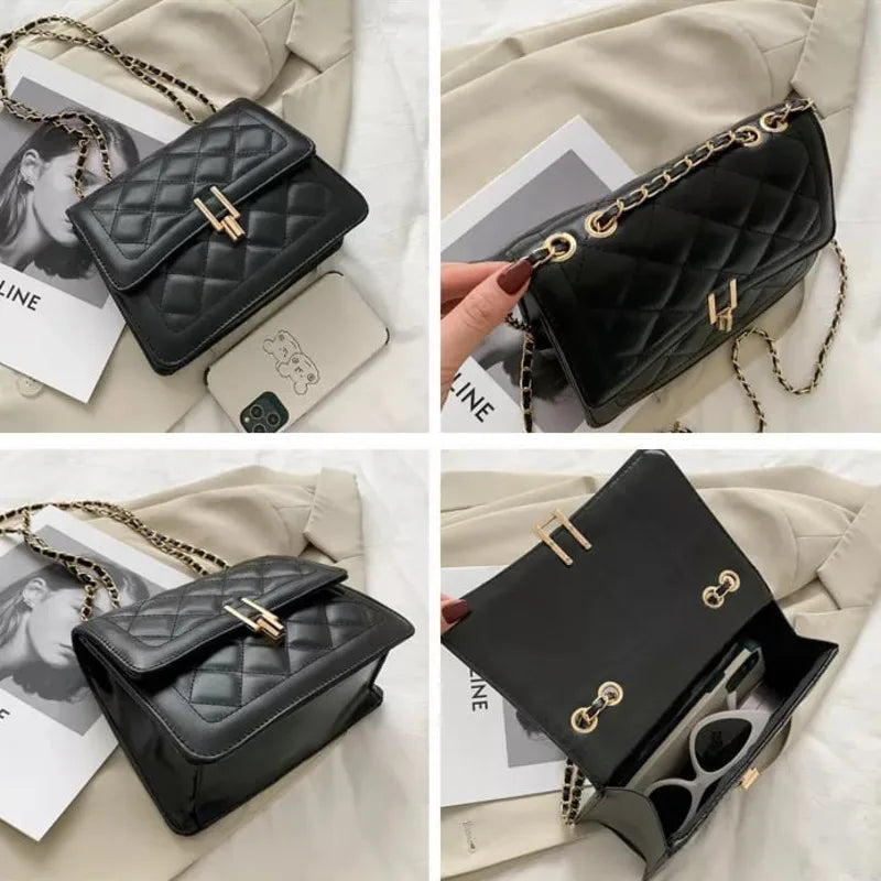 Rhombic Jacquard PU Leather Tote Bag Street Female Handbag