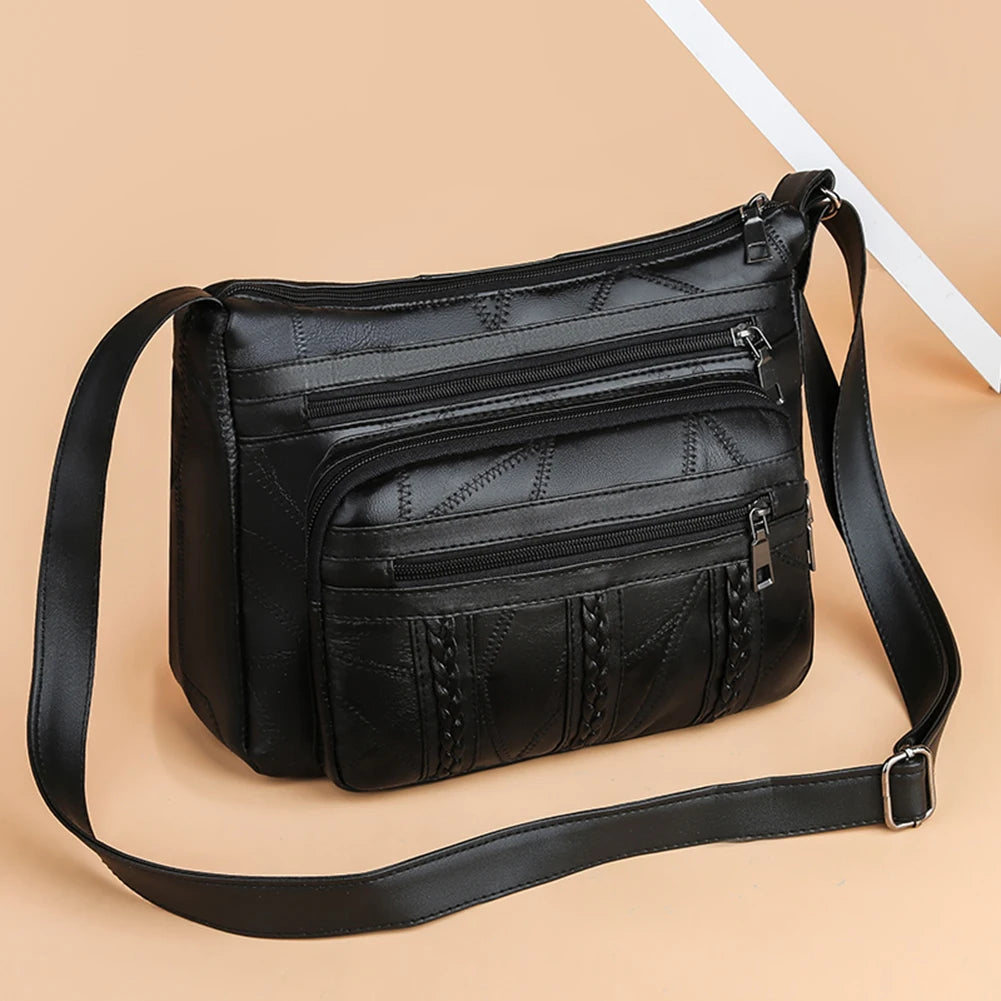 PU Leather Women Shoulder Messenger Bags Solid Casual Pocket Female Shoulder Han