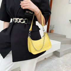 Crocodile Pattern Women Underarm Bag Chain Purse Handbags