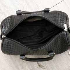 PU Leather Woven Travel Bag Large Capacity Men Women Business Luggage Duffle