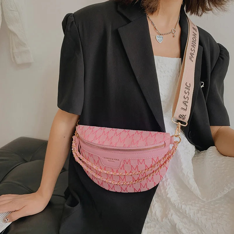 Small Waist Bag Women Chain Strap Fanny Pack Crossbody Bag
