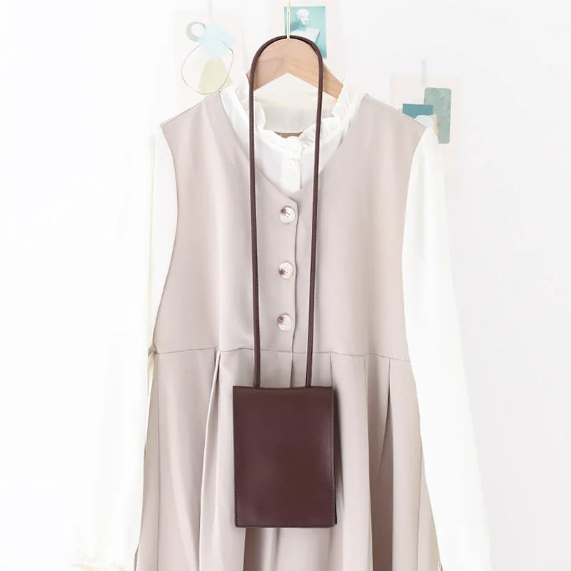Vintage Soft Leather Crossbody Bag Mini Mobile Bag
