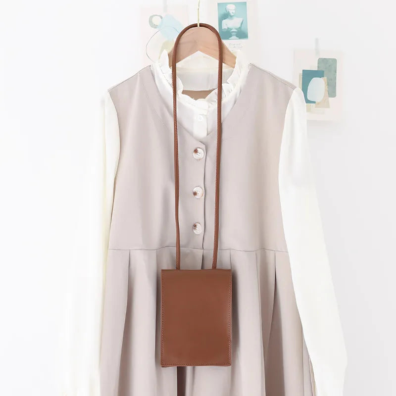 Vintage Soft Leather Crossbody Bag Mini Mobile Bag