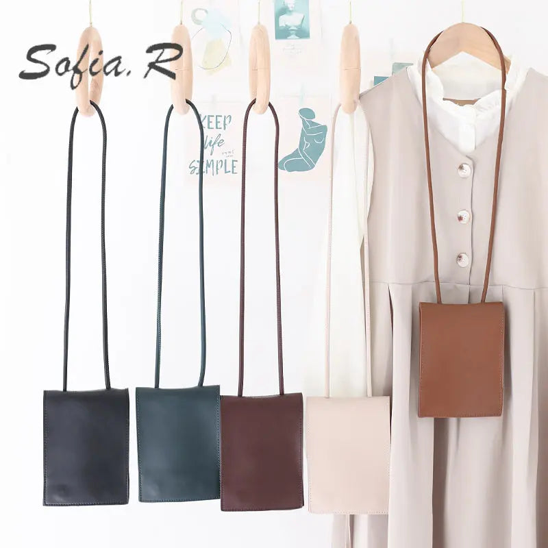 Vintage Soft Leather Crossbody Bag Mini Mobile Bag