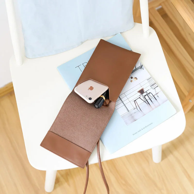 Vintage Soft Leather Crossbody Bag Mini Mobile Bag