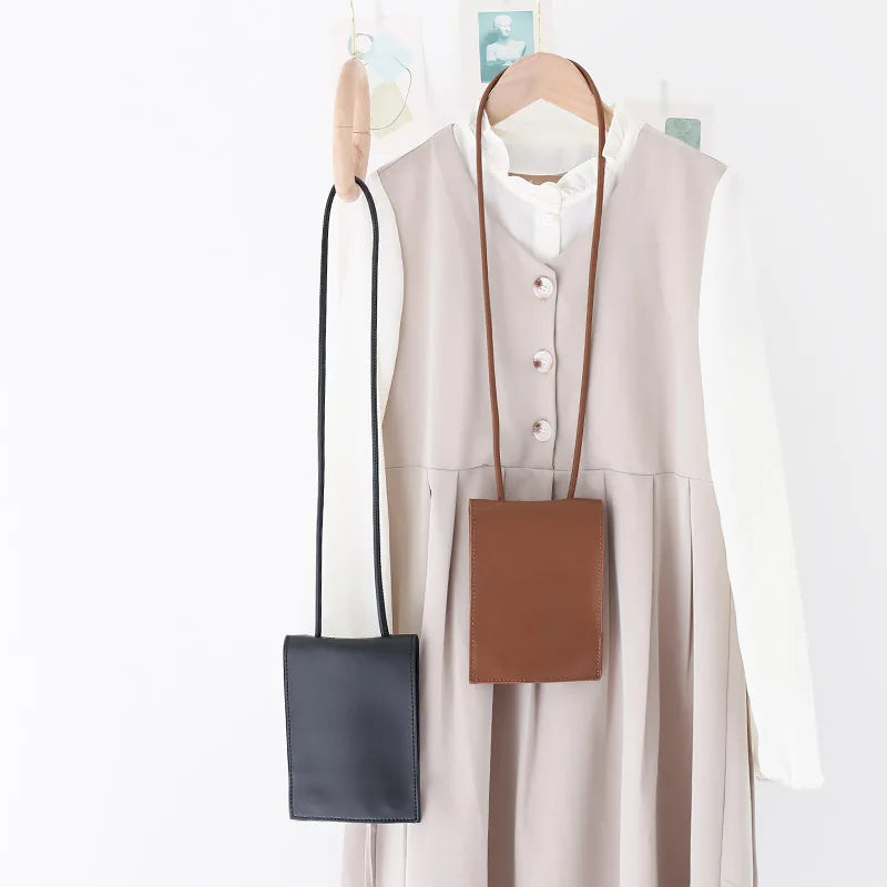 Vintage Soft Leather Crossbody Bag Mini Mobile Bag