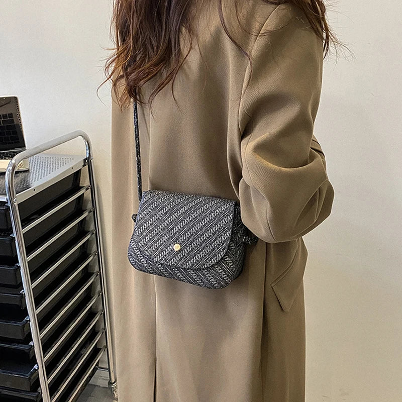 PU Small Crossbody Bags Women Mini Retro Patchwork Shoulder Messenger Bag