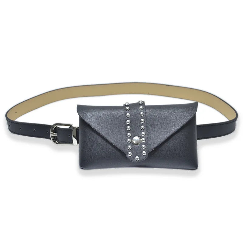 Rivet Punk Women Belt Pack Mini Bags Vintage Belt Bag Hip Pocket