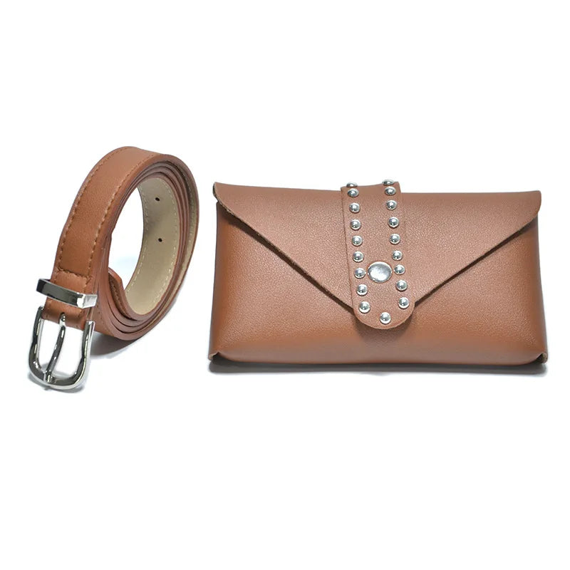 Rivet Punk Women Belt Pack Mini Bags Vintage Belt Bag Hip Pocket