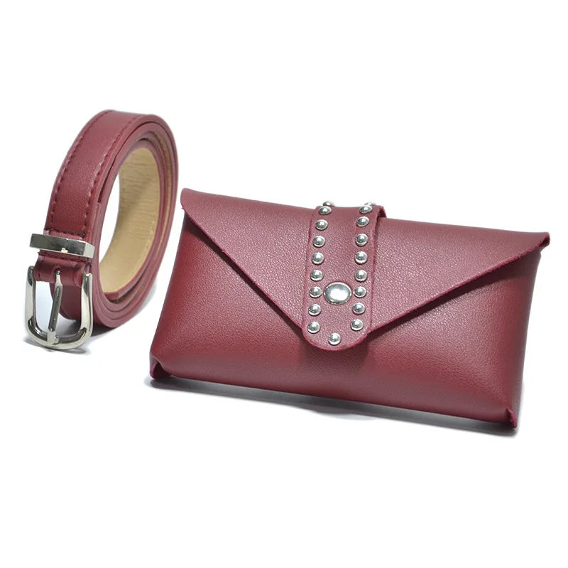 Rivet Punk Women Belt Pack Mini Bags Vintage Belt Bag Hip Pocket
