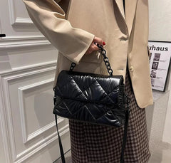 Plaid Purse Acrylic Chain Crossbody Bag Nylon Shoulder Bag