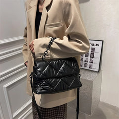 Plaid Purse Acrylic Chain Crossbody Bag Nylon Shoulder Bag