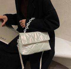 Plaid Purse Acrylic Chain Crossbody Bag Nylon Shoulder Bag