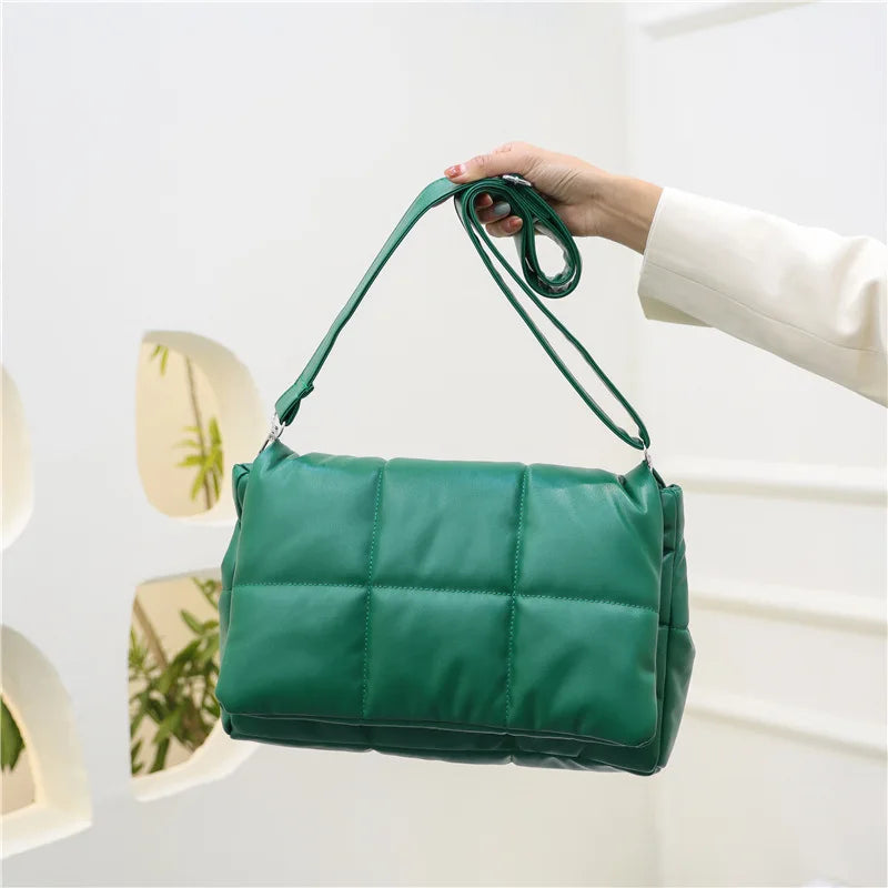 Quilted Padded Pillow Crossbody Bag for Women Winter Purse