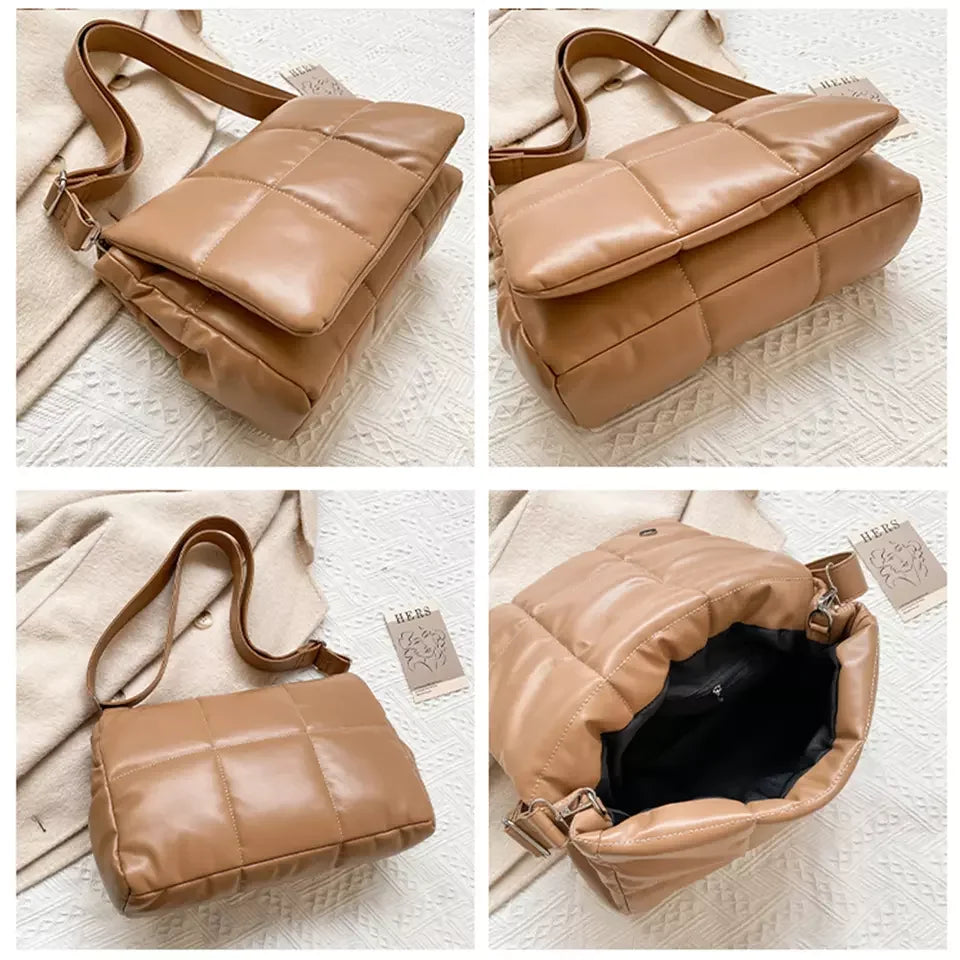Quilted Padded Pillow Crossbody Bag for Women Winter Purse
