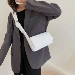Quilted Crossbody Bag for Women Belt Buckle Shoulder Handbag