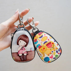 Women Girls Key Bag PU Leather Key Wallets Key Holder Case Pouch