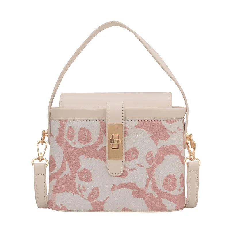 Women's Panda Box Bag PU Leather Shoulder Crossbody Messenger Totes