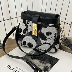 Women's Panda Box Bag PU Leather Shoulder Crossbody Messenger Totes