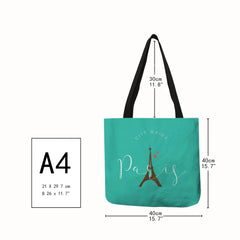 Paris English Letters Print Tote Bag Women Reusable Shopping Bags