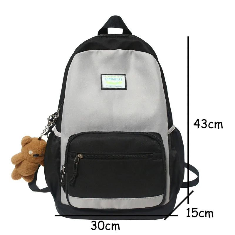 Teenage Girls Backpack Nylon School Bag Student Bookbag