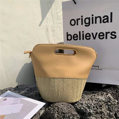 Straw Bucket Bag Rattan Handbag Woven Beach Small Tote