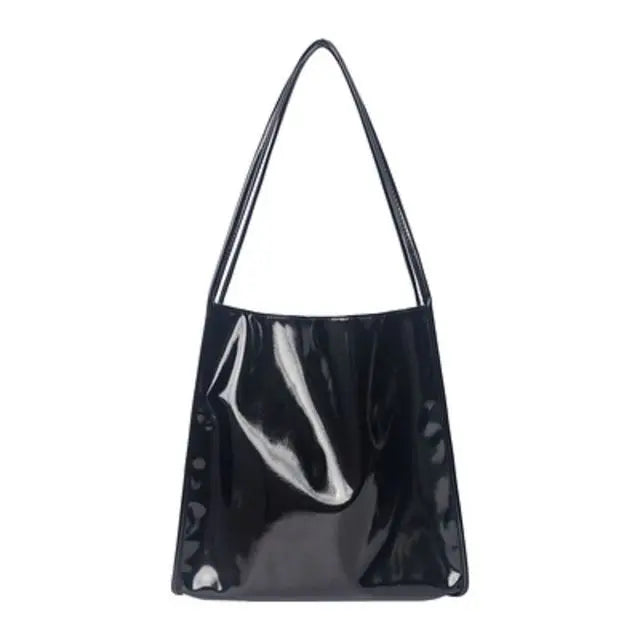 Vintage Patent Leather Women Shoulder Bag Large Capacity Travel Tote
