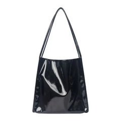 Vintage Patent Leather Women Shoulder Bag Large Capacity Travel Tote