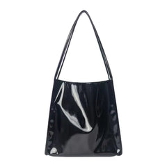 Vintage Patent Leather Women Shoulder Bag Large Capacity Travel Tote