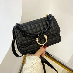 Pearls Hasp Shoulder Bag for Women PU Leather Handbags