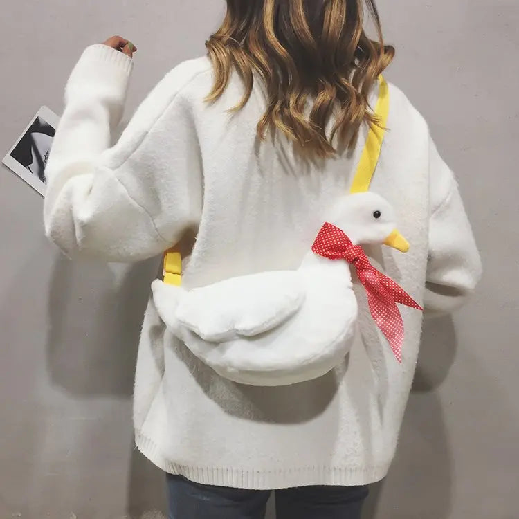 Personality Cartoon Plush Duck Women Messenger Bag