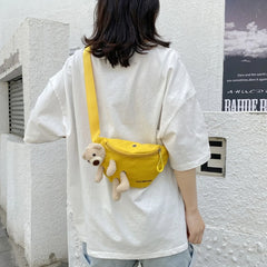 Personality Bear Canvas Wild Chest Bag For Women Waist Bag