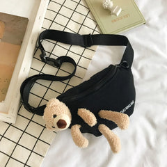 Personality Bear Canvas Wild Chest Bag For Women Waist Bag