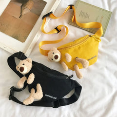 Personality Bear Canvas Wild Chest Bag For Women Waist Bag