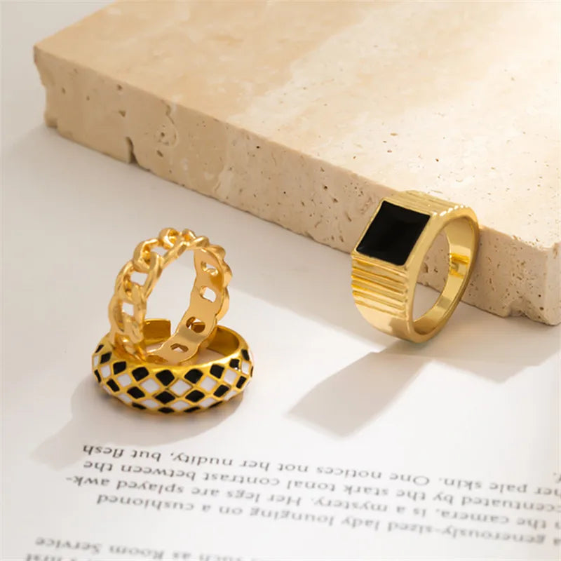 Personality Geometric Hollow Out Combination Ring
