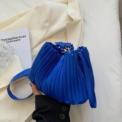 Personality Women Shoulder Bag Handbags And Purses Ruched Pu Leather Crossbody