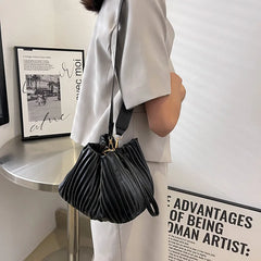 Personality Women Shoulder Bag Handbags And Purses Ruched Pu Leather Crossbody