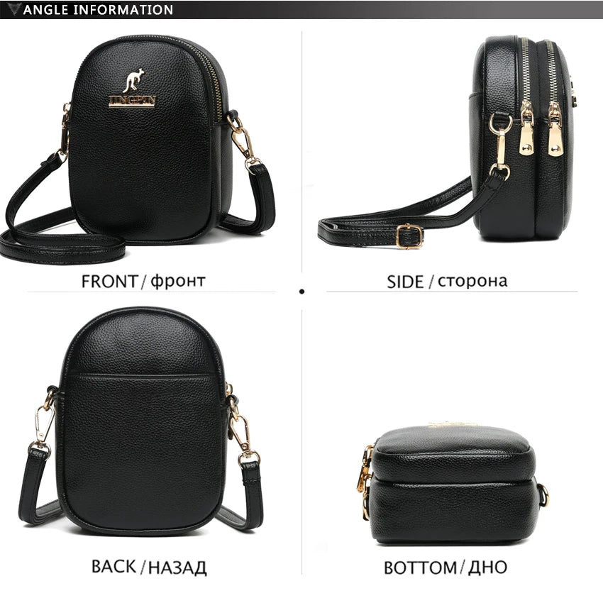 Women's Small PU Leather Phone Bag Crossbody Purse Girls Zipper Shoulder Bolsas