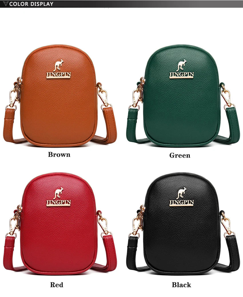 Women's Small PU Leather Phone Bag Crossbody Purse Girls Zipper Shoulder Bolsas