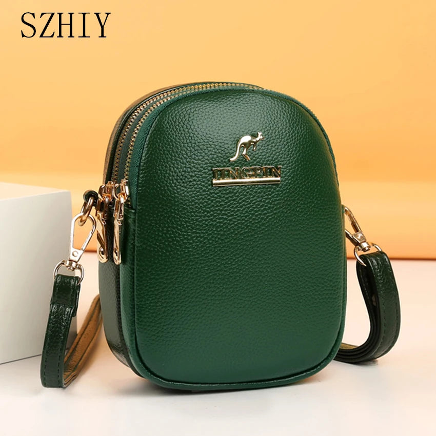 Women's Small PU Leather Phone Bag Crossbody Purse Girls Zipper Shoulder Bolsas