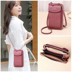 Phone Pocket Shoulder Bag For Women Pu Leather Clip Female Small Crossbody Bags