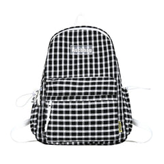 Plaid Backpack Student School Teen Laptop Bookbag