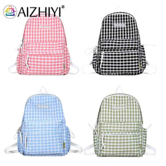 Plaid Backpack Student School Teen Laptop Bookbag