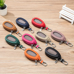 Plaid Car Key Bag Leather Keys Organizer Zip Key Case Wallet