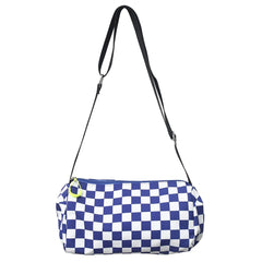 Plaid Crossbody Bag Retro Hand Cylinder Sports Zipper Travel Satchel