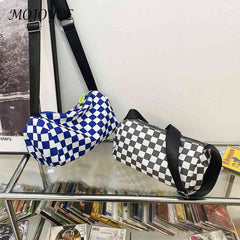 Plaid Crossbody Bag Shoulder Tote Retro Sports Leisure Zip Travel Satchel