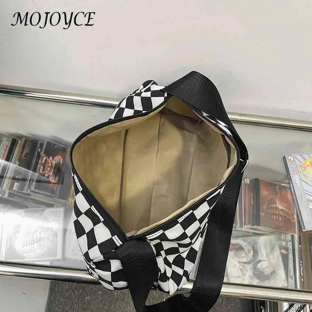 Plaid Crossbody Bag Shoulder Tote Retro Sports Leisure Zip Travel Satchel