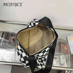 Plaid Crossbody Bag Shoulder Tote Retro Sports Leisure Zip Travel Satchel