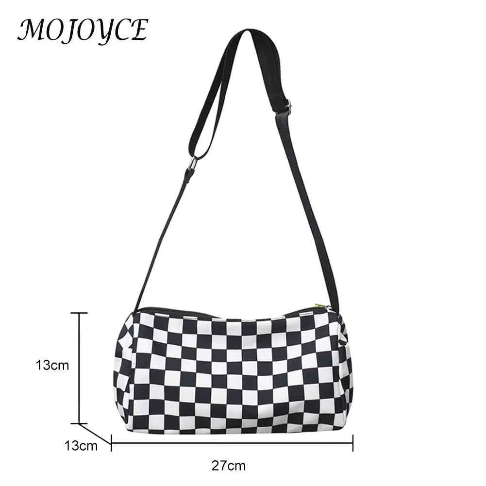 Plaid Crossbody Bag Shoulder Tote Retro Sports Leisure Zip Travel Satchel